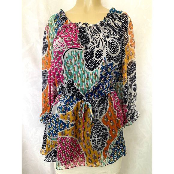 Diane Von Furstenberg Camila Flower Power Dream Silk Top Blouse Off Shou… - Picture 3 of 5